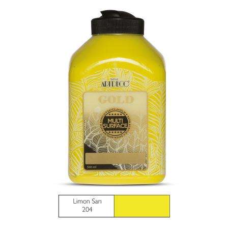 ARTDECO GOLD MULTİSURFACE AKRİLİK BOYA 500 ML LİMON SARI