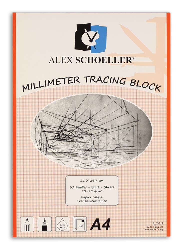 Milimetrik A4 Aydınger Blokları 30'Lu (90-95gr) Kırmızı