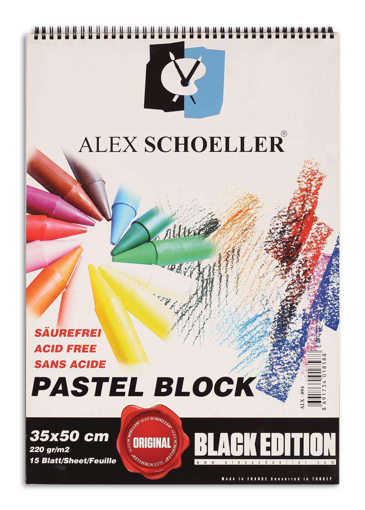 Alex Schoeller Artis Spiralli Siyah Pastel Blok 35x50 15'Li (220 Gr)