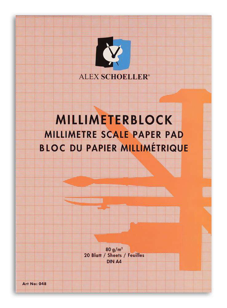 Alex Schoeller Milimetrik Blok A4 20 Yaprak (80 Gr) Kırmızı