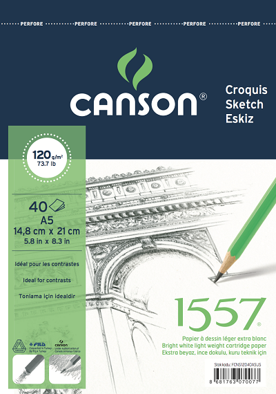 CANSON 1557 120 GR A5 40 YP ÜSTTEN SPİRALLİ RESİM DEFTERİ